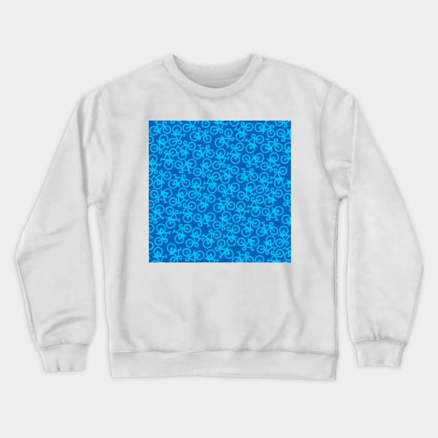 Bikes Blue Pattern Crewneck Sweatshirt by XOOXOO